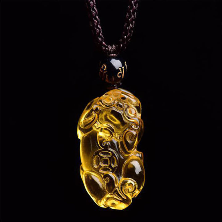 Colgante de collar de riqueza de Buddha Stones FengShui citrino PiXiu - image 6