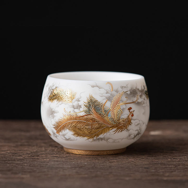 Buddha Stones , dragón Fénix, ciervo de loto, edificio antiguo, pez Koi, taza de té de cerámica, tazas de té de Kung Fu