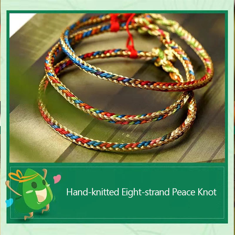 Pulsera trenzada hecha a mano con diseño de personaje Fu Zongzi de plata de ley 925 con Buddha Stones