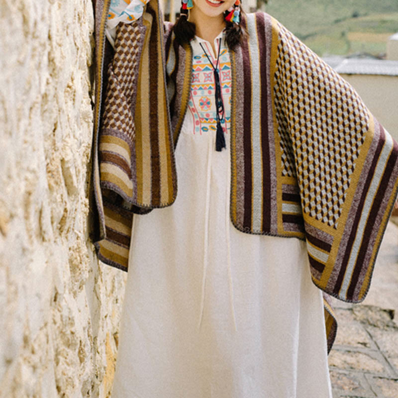 Mantón tibetano de Buddha Stones , patrón clásico, bufanda de viaje cálida y acogedora para invierno - image 11