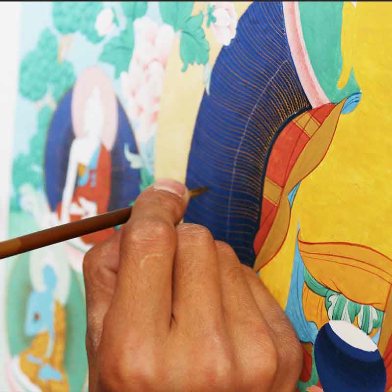 Caja ciega tibetana hecha a mano con pintura Thangka, bendición espiritual, patrón de Color aleatorio