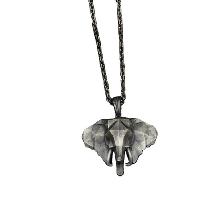Colgante de collar resistente de acero titanio y peltre de elefante