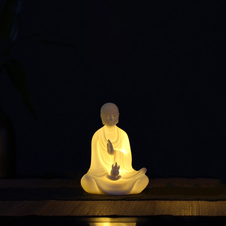 Buda Avalokitesvara Ksitigarbha Bodhisattva Bendición Decoración LED de cerámica