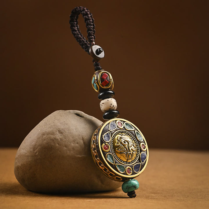 Llavero de paz con Buddha Stones tibetanas Om Mani Padme Hum Bodhi Seed