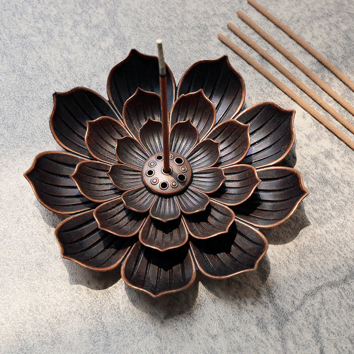 Quemador de incienso de loto creativo de seis agujeros de Buddha Stones