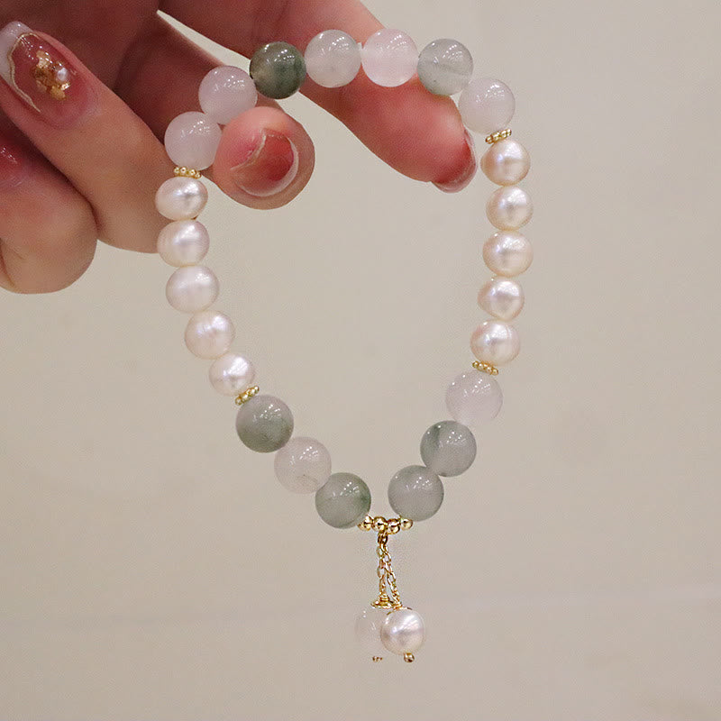 Pulsera de sinceridad curativa de jade y perlas naturales de Buddha Stones