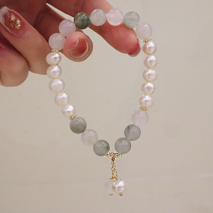 Pulsera de sinceridad curativa de jade y perlas naturales de Buddha Stones