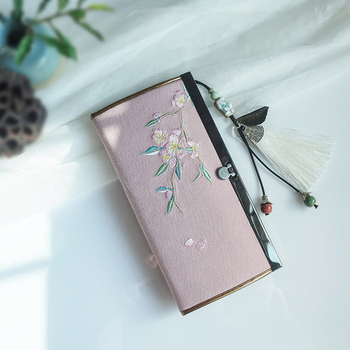 Monedero de compras con bordado de doble cara de bambú, flor de Buddha Stones , ciruela, flor de melocotón, tarjetero para efectivo de gran capacidad - Melocotón rosado - image 18