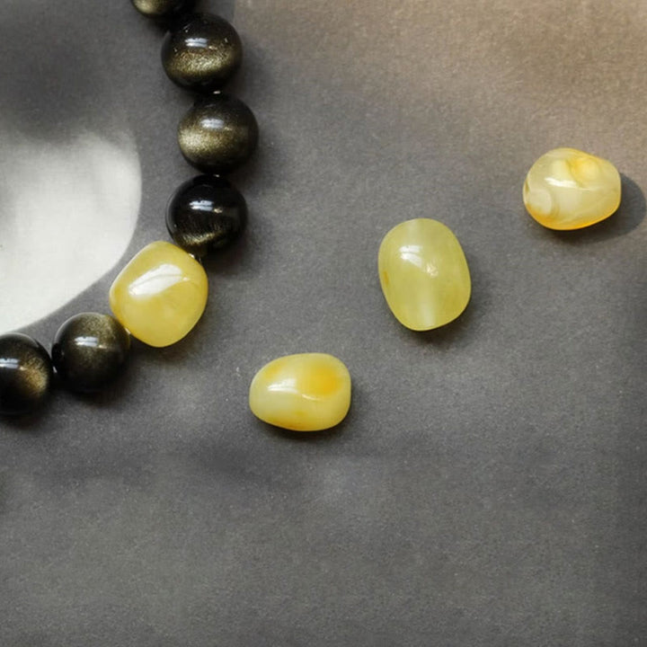 Pulsera de protección de la riqueza, Plata de Ley 925 con Buddha Stones , zodíaco chino, Buda natal, brillo de oro Natural, obsidiana, ámbar - image 15