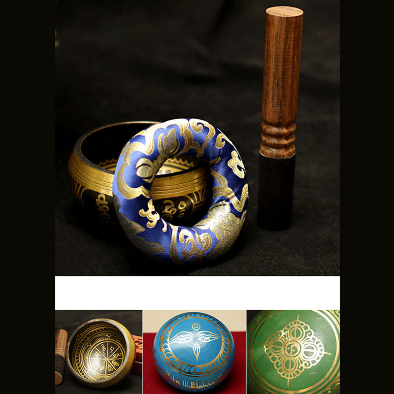 Buddha Stones Cuenco tibetano de sonido para meditación, hecho a mano para sanación, apoyo a la atención plena y protección. Juego de cuencos cantores. - image 11