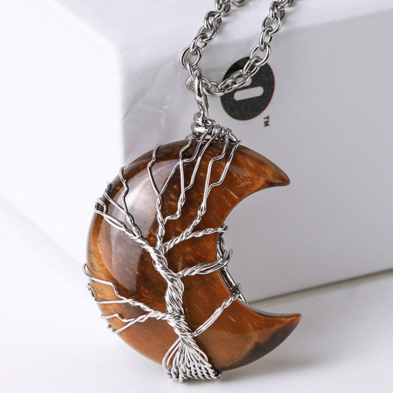Colgante de collar de energía curativa con Buddha Stones, cristal de cuarzo Natural, Luna, árbol de la vida - image 16