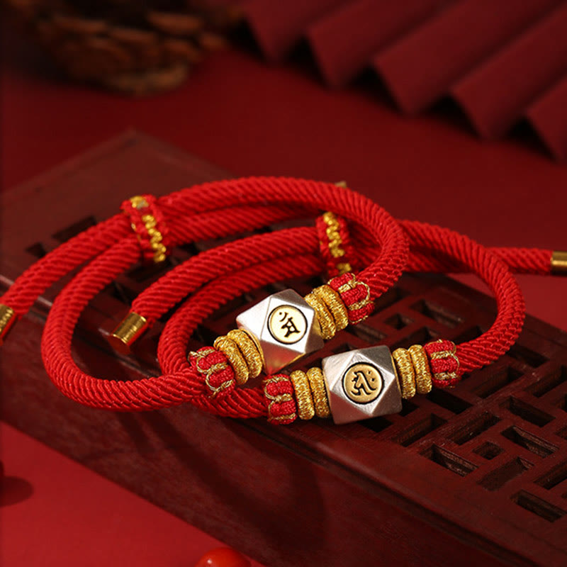 Pulsera para niños hecha a mano con Buddha Stones de plata de ley 999, zodíaco chino, Buda natal, cuerda roja, fuerza de la suerte