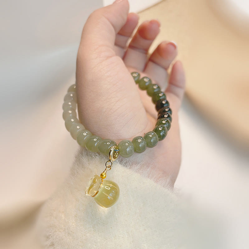 Pulsera de prosperidad con cuentas de jade natural hetiano con Buddha Stones