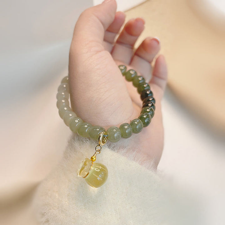 Pulsera de prosperidad con cuentas de jade natural hetiano con Buddha Stones