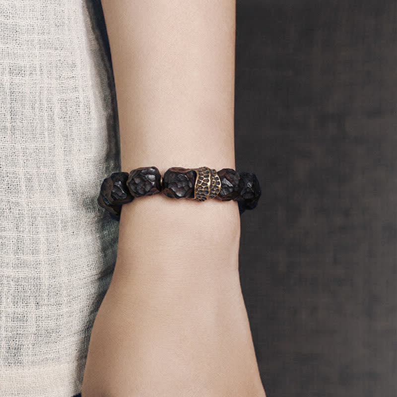 Pulsera de pareja de equilibrio de paz de cobre y madera de ébano