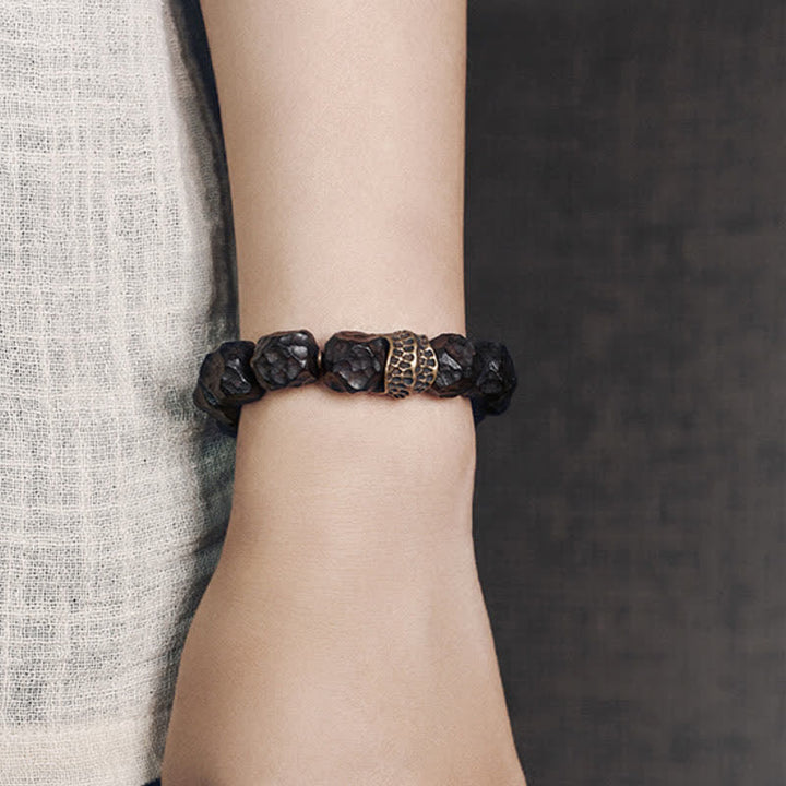 Pulsera de pareja de equilibrio de paz de cobre y madera de ébano