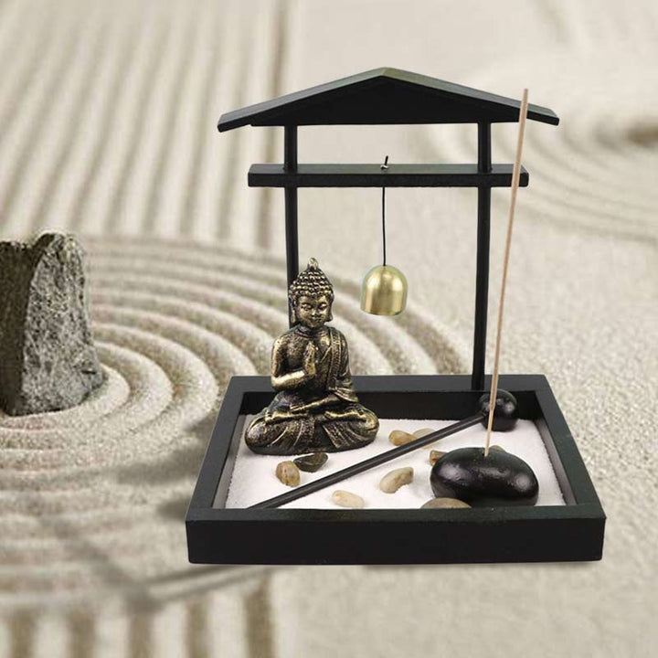 Estatua de Buda rocas meditación paz Zen jardín conjunto decoración del hogar