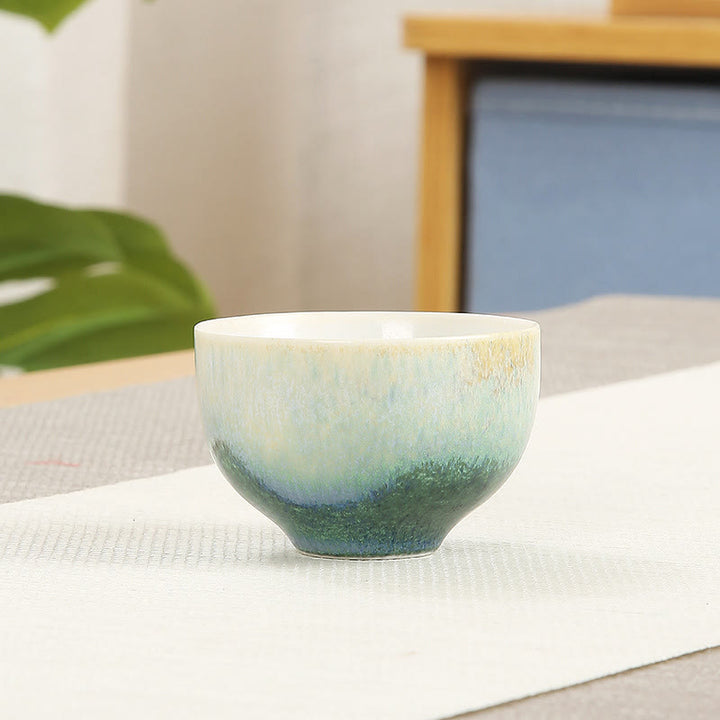 Tazas de té de cerámica verde creativas de Buddha Stones, tazas de té de Kung Fu