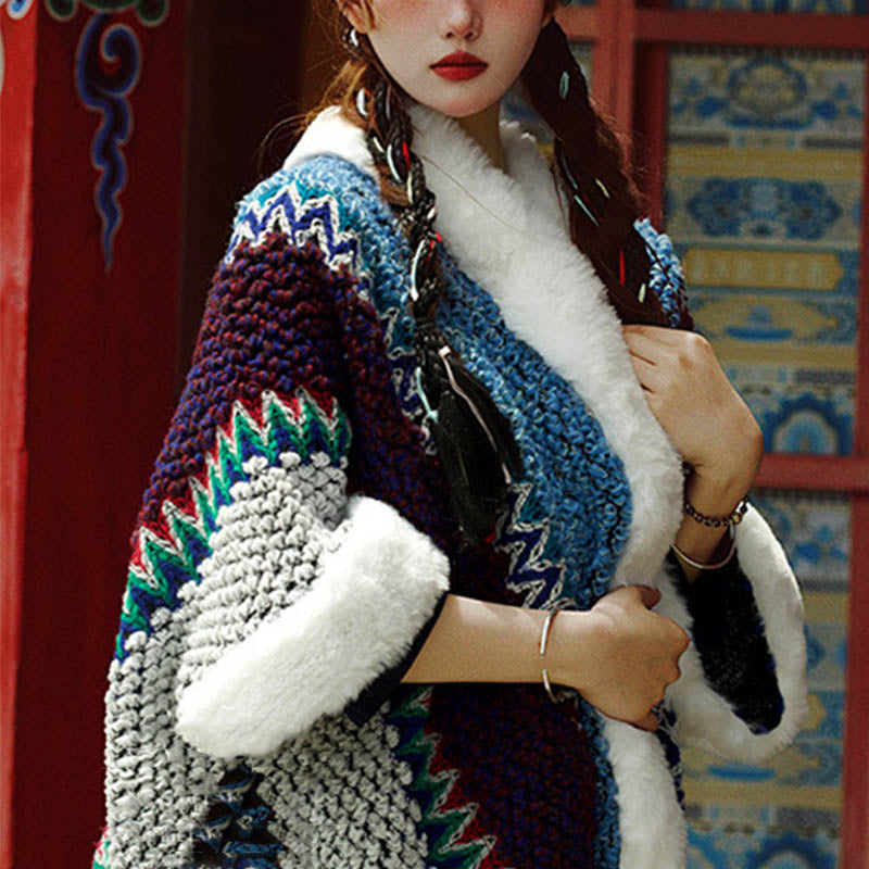 Mantón de rayas multicolor tibetano con Buddha Stones , bufanda de viaje acogedora para invierno