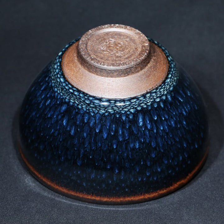 Buddha Stones hechas a mano, punto de Francolinus azul, taza de té de cerámica china Jianzhan, tazón de taza de té de Kung Fu