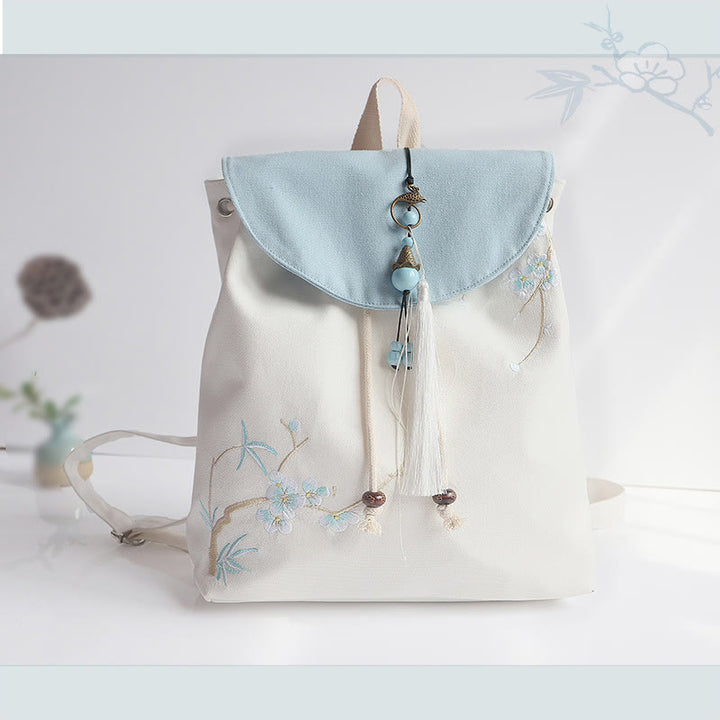 Mochila de lona de gran capacidad bordada hecha a mano con Buddha Stones
