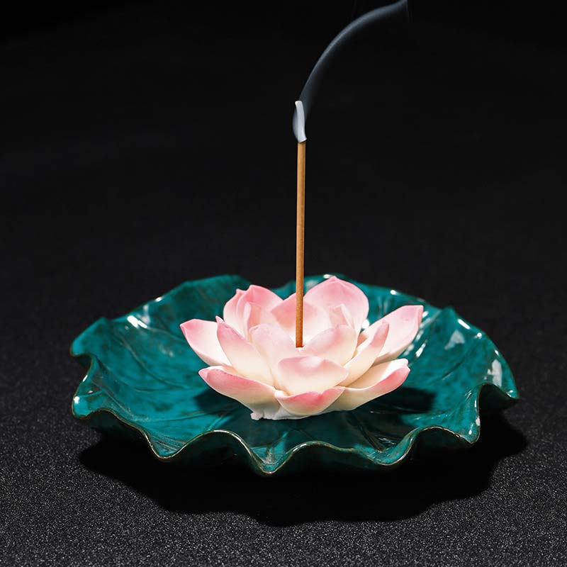 Decoración de quemador de incienso con bendición de loto tibetano