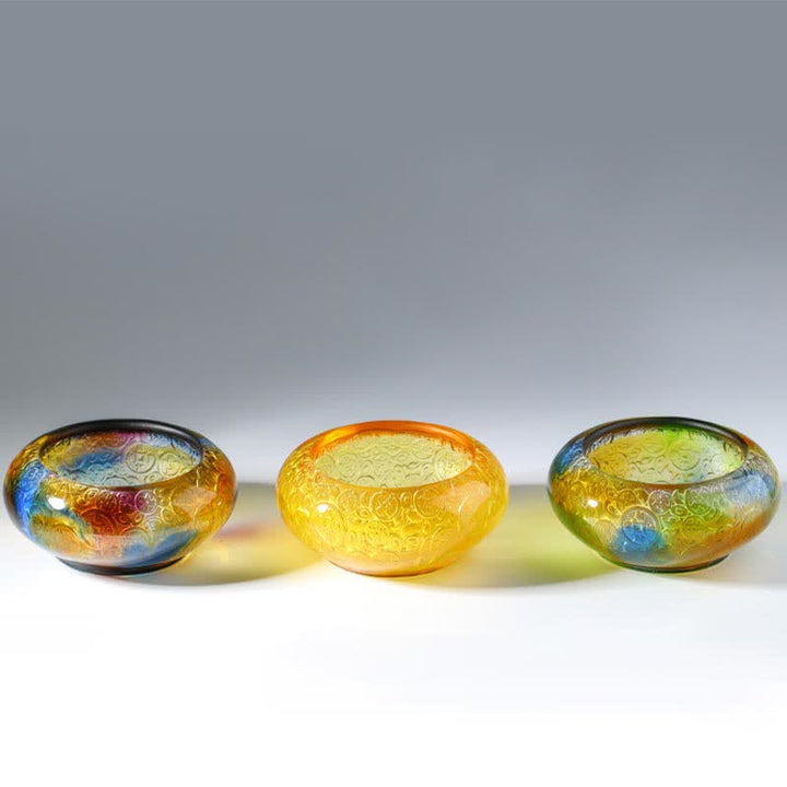 Cuenco del tesoro de cristal Liuli hecho a mano, lingotes, pieza de arte, decoración del hogar