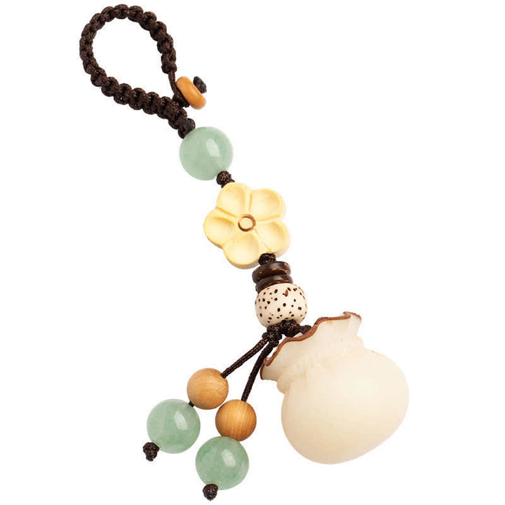 Llavero de prosperidad y bendición de flores, bolsa de dinero con semillas de Bodhi Natural, Buddha Stones