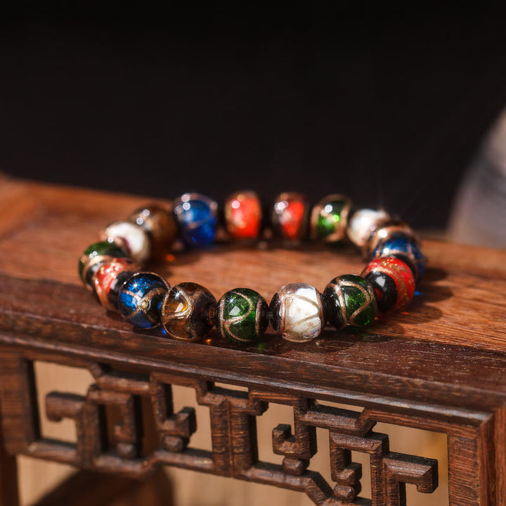 Pulsera de la suerte con cuentas de cristal Liuli, Buddha Stones, cinco elementos, oro, bestia tragadora, familia