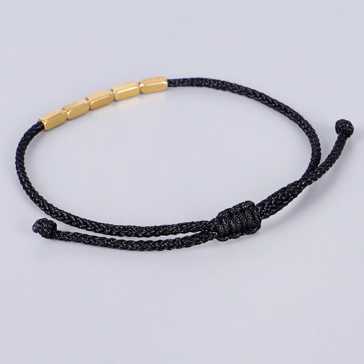 Pulsera de hilo trenzado con protección de cuentas de cobre hecha a mano con Buddha Stones