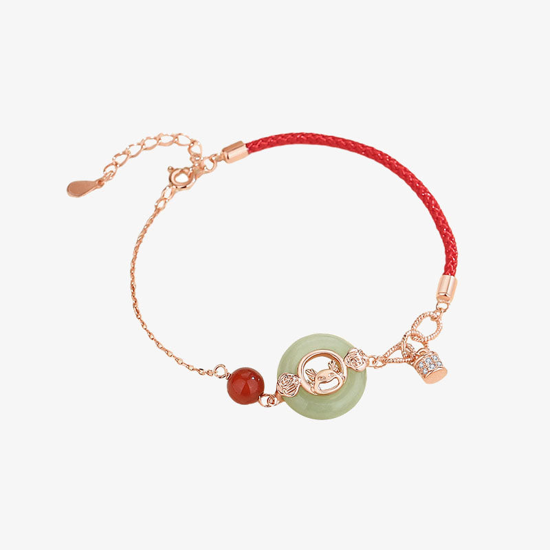 ❗❗❗Una venta flash: Buddha Stones, año del dragón, plata de ley 925, hebilla de paz de jade hetiano, pulsera de la suerte con personaje de dragón riendo Fu