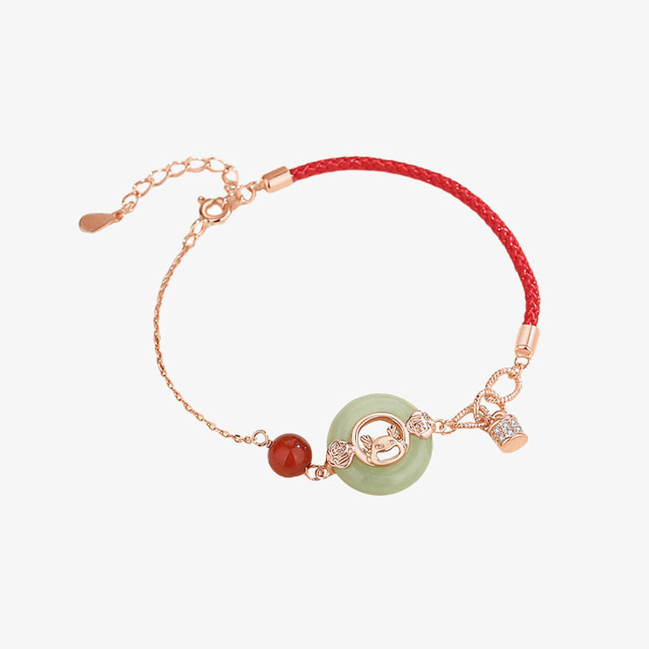 ❗❗❗Una venta flash: Buddha Stones, año del dragón, plata de ley 925, hebilla de paz de jade hetiano, pulsera de la suerte con personaje de dragón riendo Fu