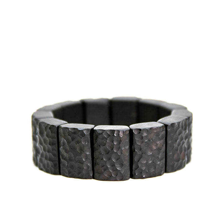 Pulsera de pareja de paz con textura de madera de ébano vintage con Buddha Stones