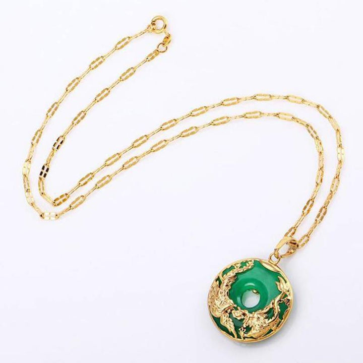 Collar de prosperidad de jade natural con Buddha Stones