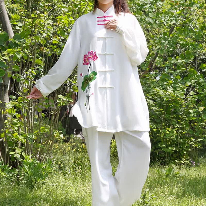Conjunto de ropa para mujer con diseño de hojas y flores de loto y piedras de Buddha Stones para meditación, tai chi, oración y práctica espiritual zen - image 8