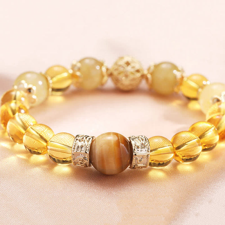 Pulsera con cuentas de prosperidad y generosidad de citrino con Buddha Stones