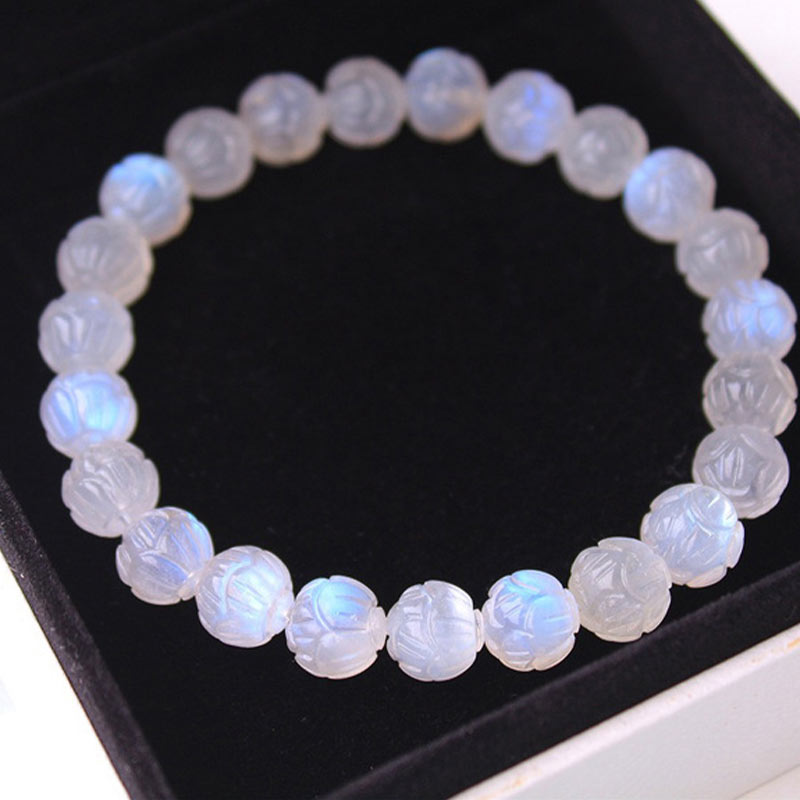 Pulsera de amor de loto de piedra lunar natural de Buddha Stones
