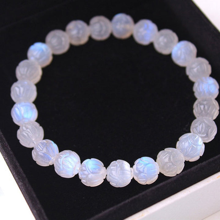 Pulsera de amor de loto de piedra lunar natural de Buddha Stones