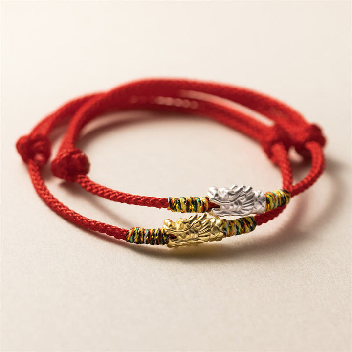 Pulsera de cuerda roja con Buddha Stones de plata de ley 925, Año del Dragón, fuerza de la suerte