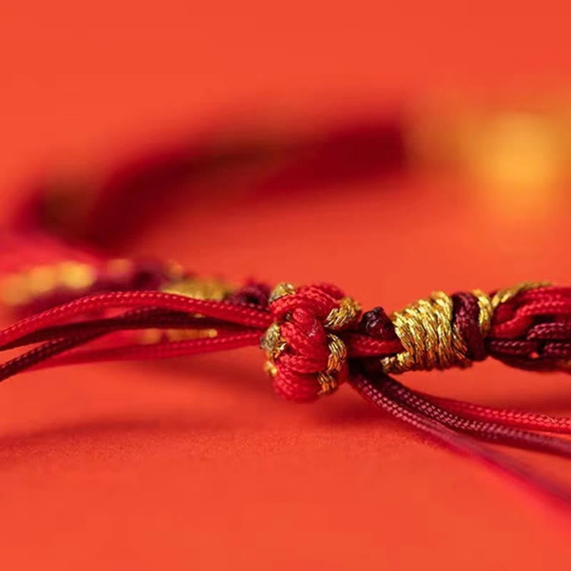 Pulsera trenzada de cuerda de protección con nudo de reencarnación hecha a mano dioses de la riqueza de cinco direcciones con piedras de Buddha Stones
