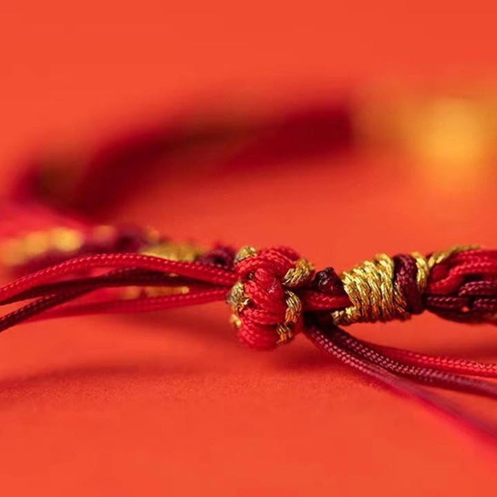 Pulsera trenzada de cuerda de protección con nudo de reencarnación hecha a mano dioses de la riqueza de cinco direcciones con piedras de Buddha Stones