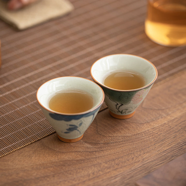 Taza de té de cerámica con Buddha Stones , barco caqui, pez Koi, loto, taza de té de Kung Fu, 50ml