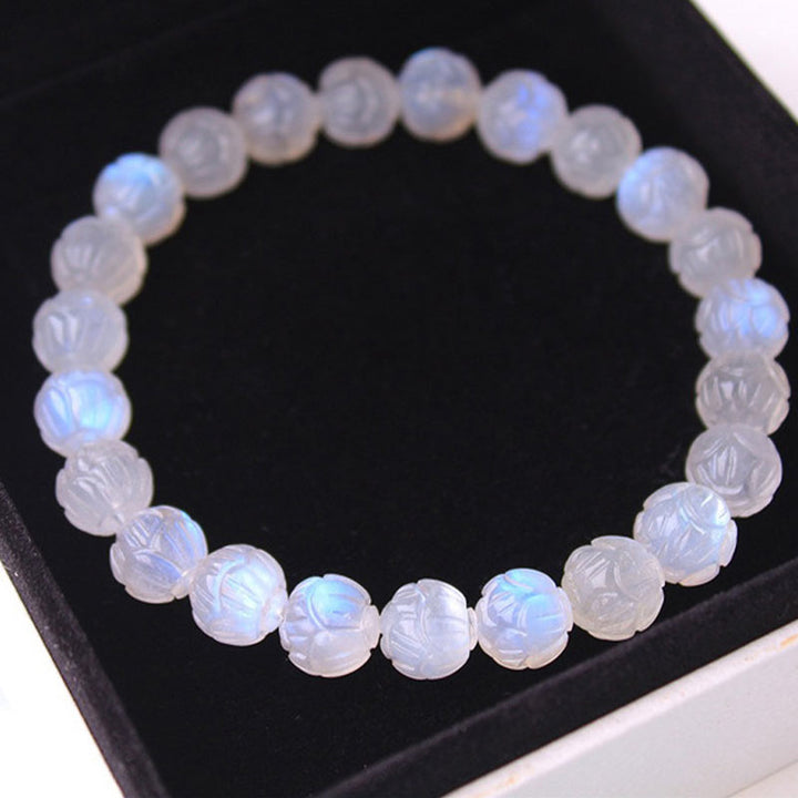 Pulsera de amor de loto de piedra lunar natural de Buddha Stones