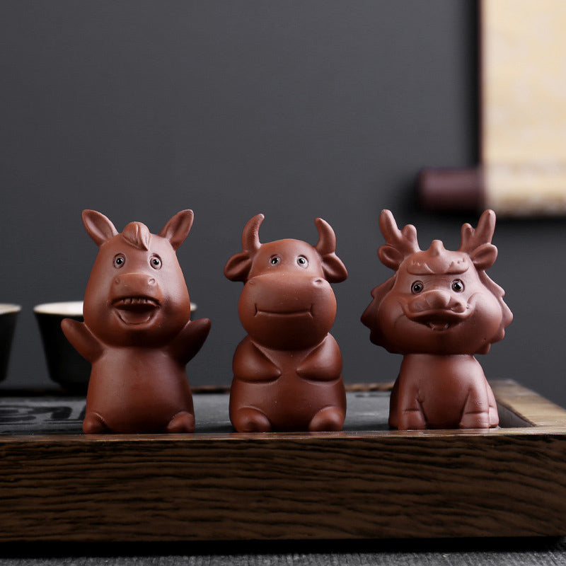 Buddha Stones del zodiaco chino, arcilla púrpura, riqueza, té de cerámica, decoración para el hogar de mascotas