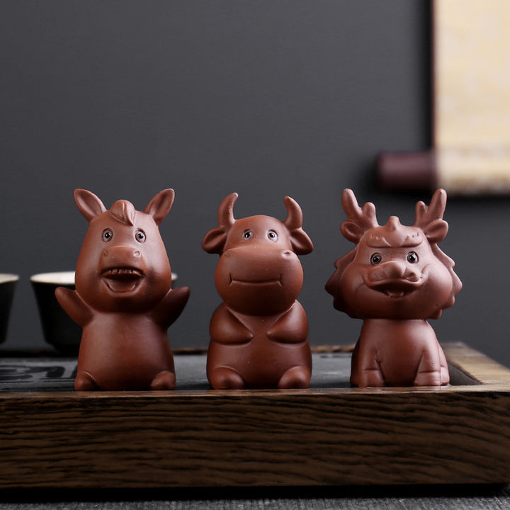 Buddha Stones del zodiaco chino, arcilla púrpura, riqueza, té de cerámica, decoración para el hogar de mascotas