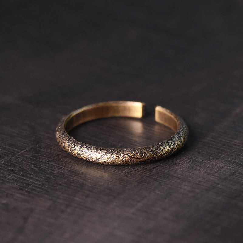 Anillo de pareja de suerte de cobre con diseño de textura vintage tibetano