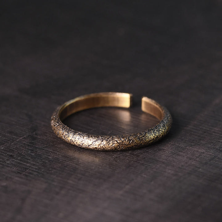 Anillo de pareja de suerte de cobre con diseño de textura vintage tibetano