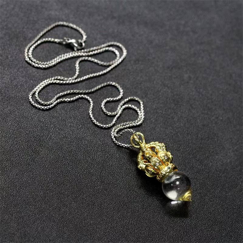 Buddha Stones tibetano Dorje Vajra 4 puntas Lotus Liuli cristal fuerza collar colgante