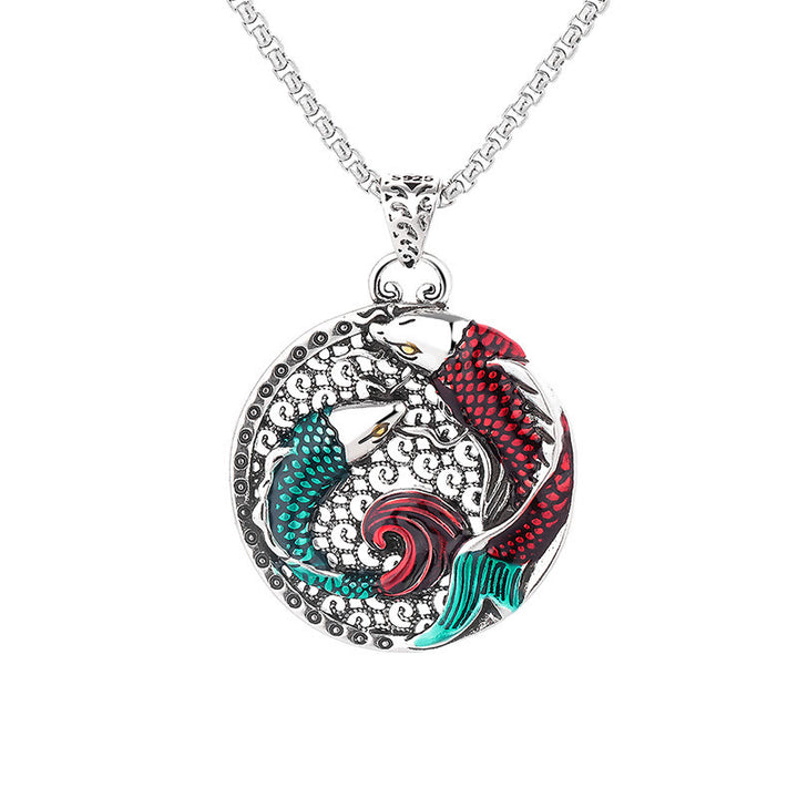 Collar curativo de peces Koi de cobre tibetano con Buddha Stones