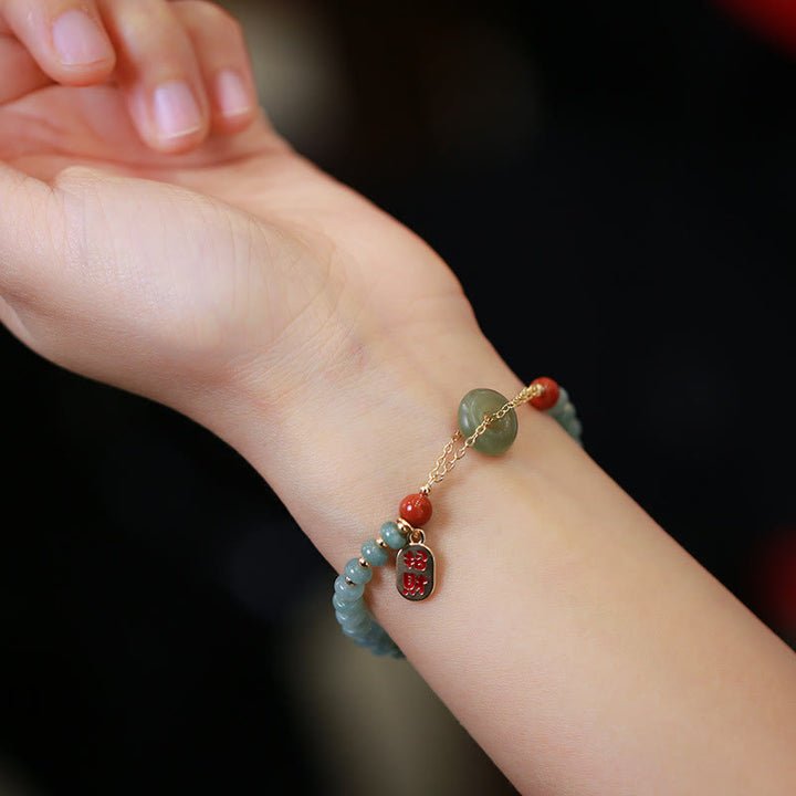 Pulsera de la suerte con hebilla de la paz, ágata roja, Jade Hetian Natural, Buddha Stones - image 2